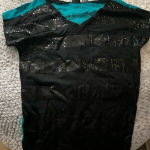 Daytrip Black and Teal Sequin Top